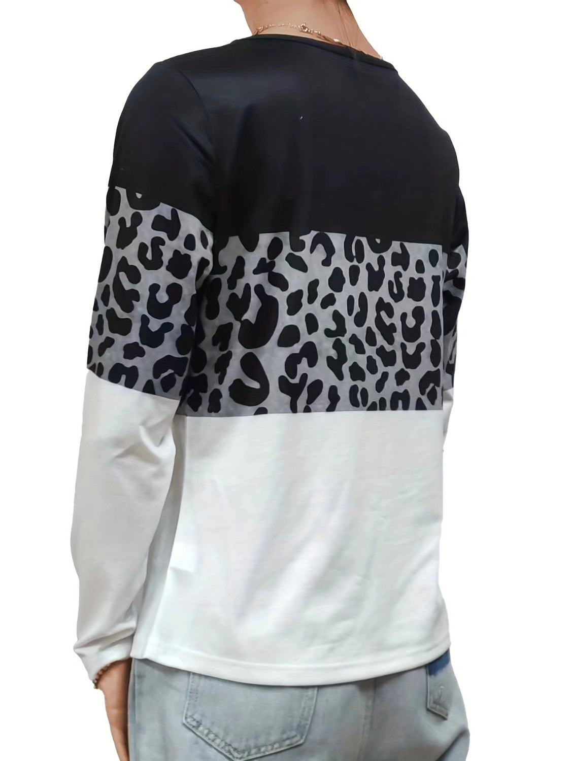 Crisscross Color Block Long Sleeve T-Shirt-Angel Casuals