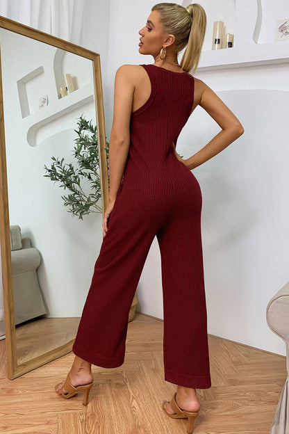 Sleeveless Straight Leg Jumpsuit-Angel Casuals