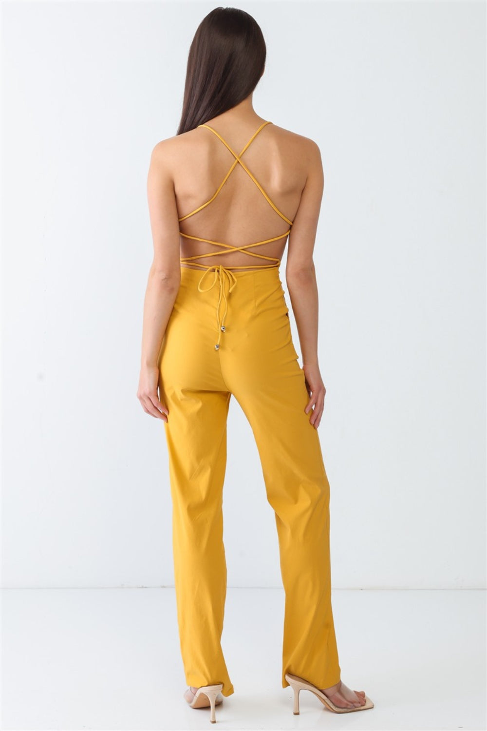 Doreli Group Backless Tied Spaghetti Strap Sleeveless Jumpsuit-Angel Casuals