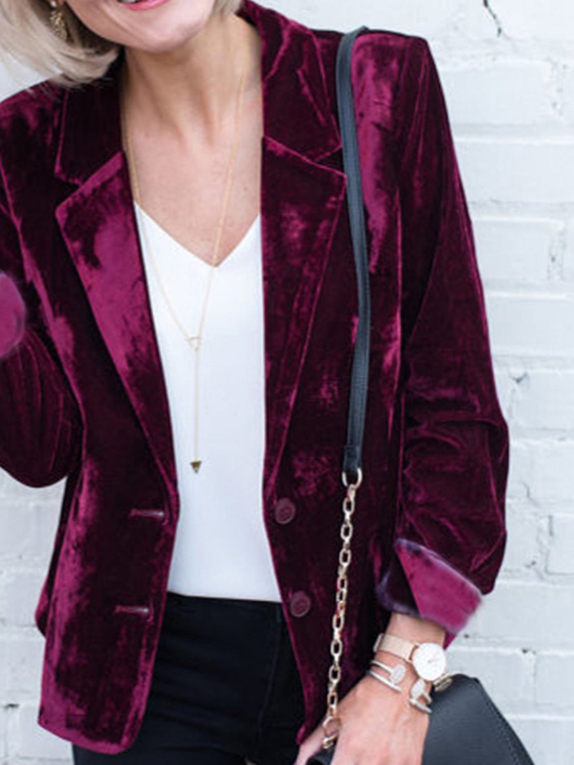 Button Up Lapel Collar Blazer-Angel Casuals