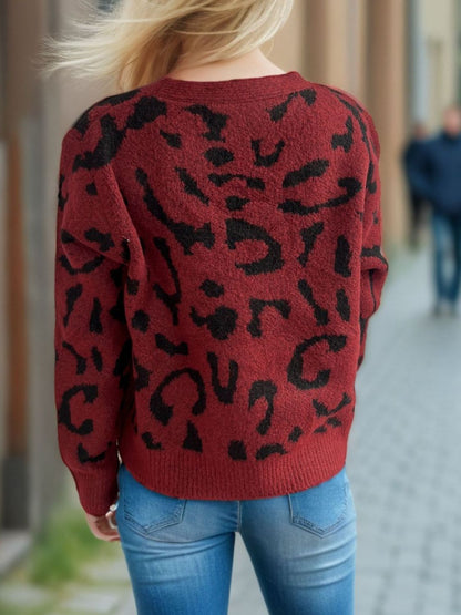 Leopard V-Neck Button Up Cardigan-Angel Casuals