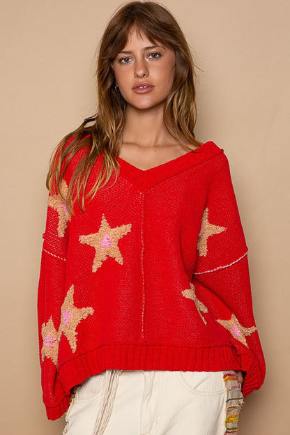 POL Long Sleeve Star Patch Sweater-Angel Casuals