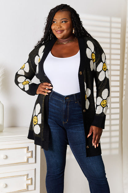 Floral Button Down Longline Cardigan-Angel Casuals