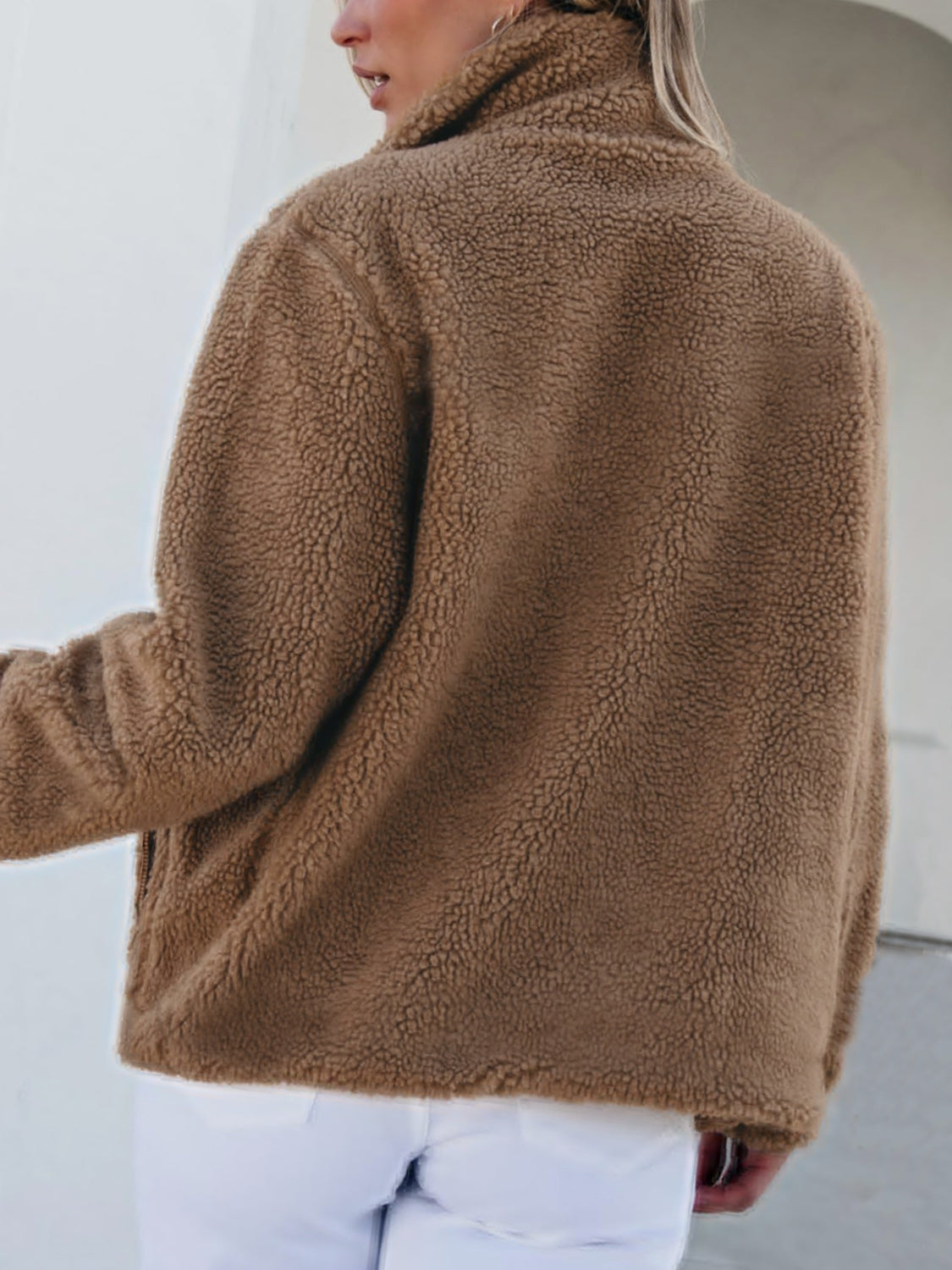 Zip Up Long Sleeve Plush Jacket-Angel Casuals