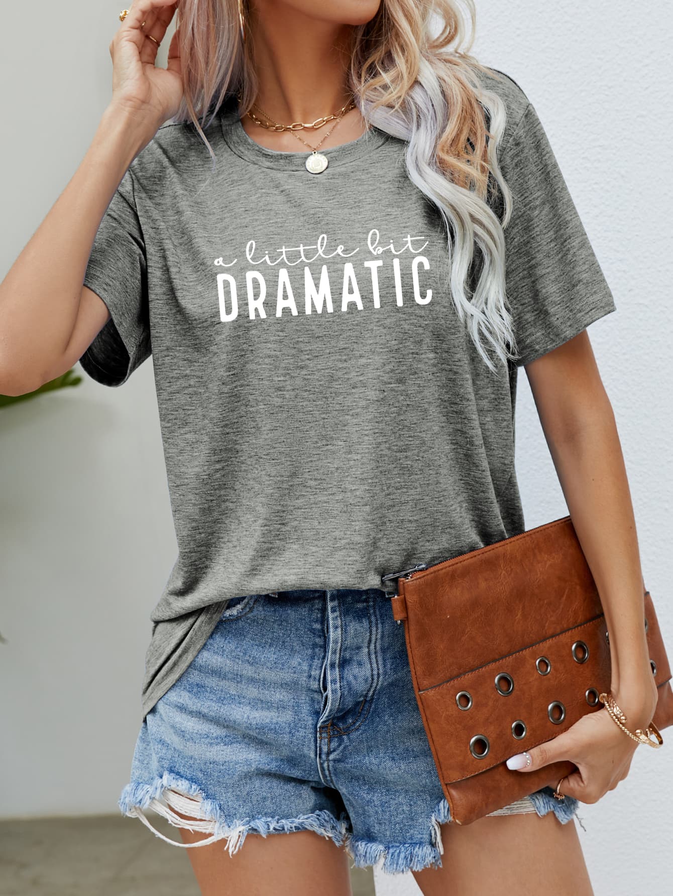 A LITTLE BIT DRAMATIC Graphic Tee-Angel Casuals