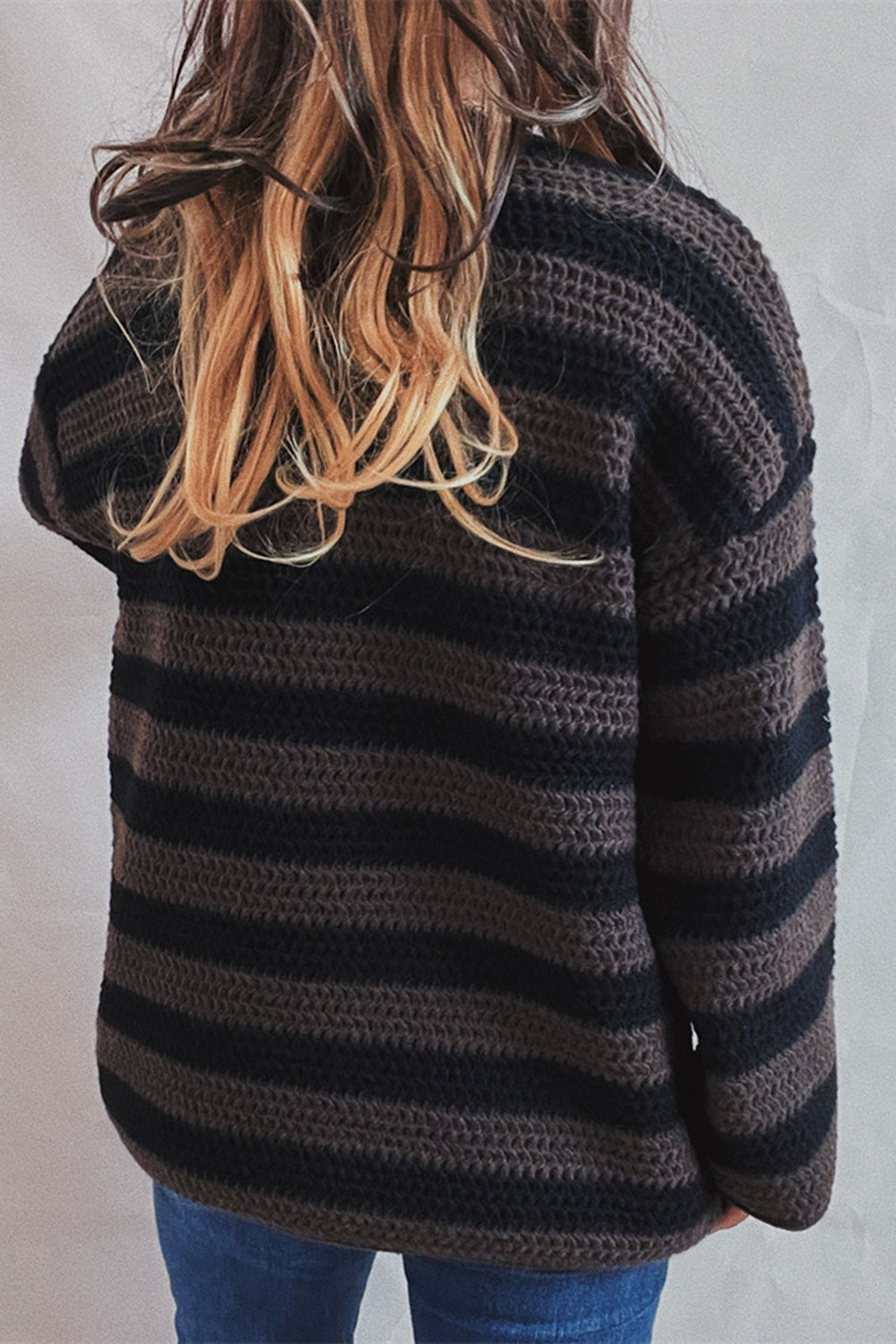 Striped Round Neck Dropped Shoulder Sweater-Angel Casuals