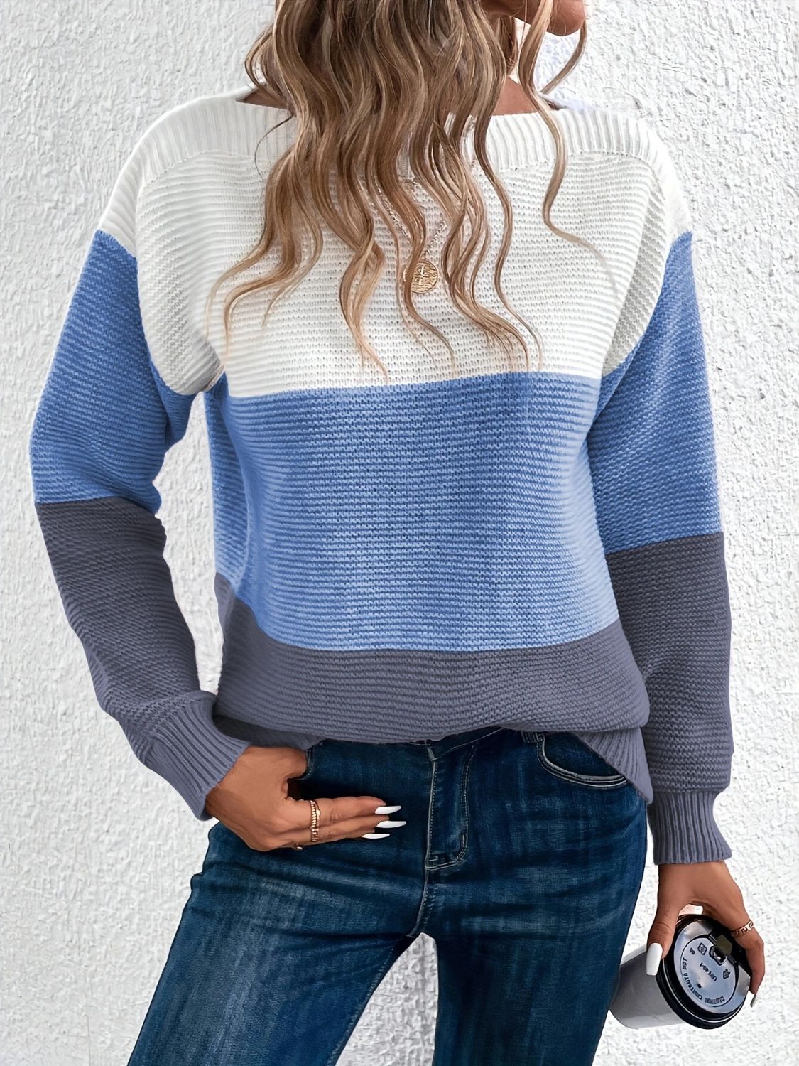 Color Block Boat Neck Sweater-Angel Casuals