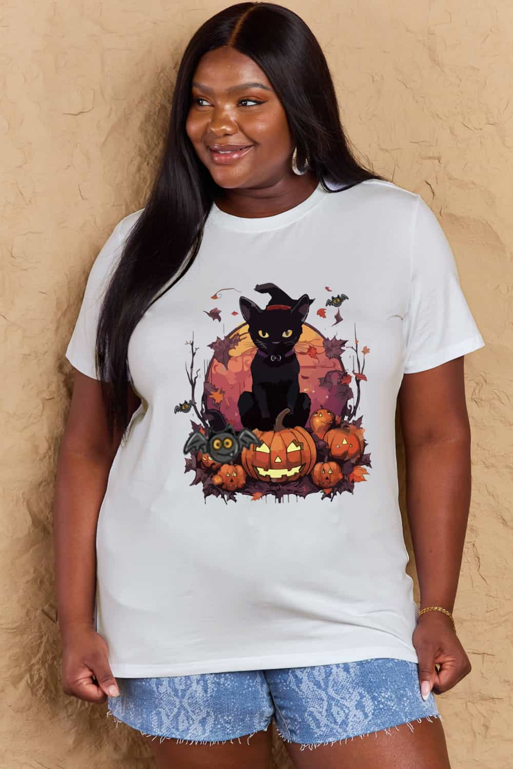 Simply Love Full Size Halloween Theme Graphic T-Shirt-Angel Casuals