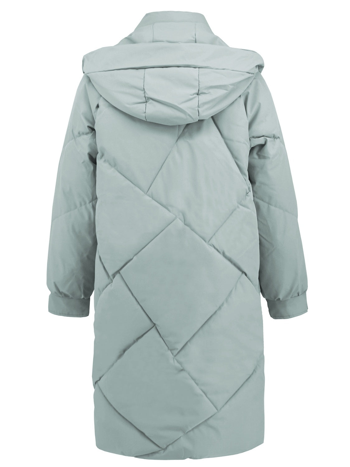 Long Sleeve Longline Hooded Winter Coat with Pockets-Angel Casuals