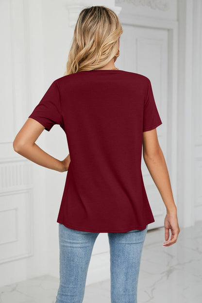 Cowl Neck Tulip Hem T-Shirt-Angel Casuals