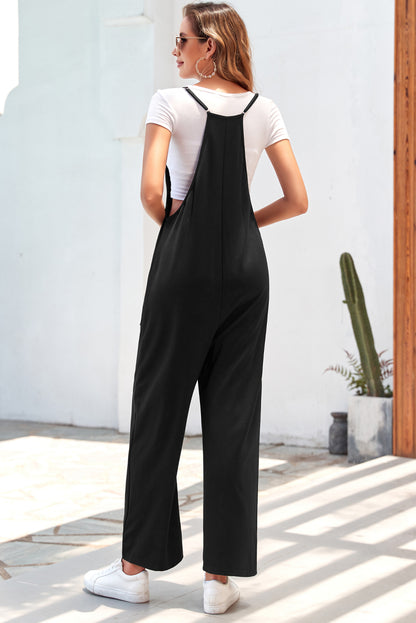 Pocketed Spaghetti Strap Wide Leg Jumpsuit-Angel Casuals