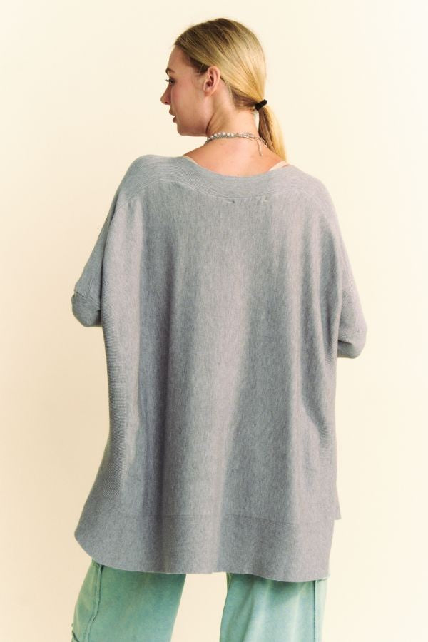 Davi & Dani Round Neck Dropped Shoulder Long Sleeve Knit Top-Angel Casuals