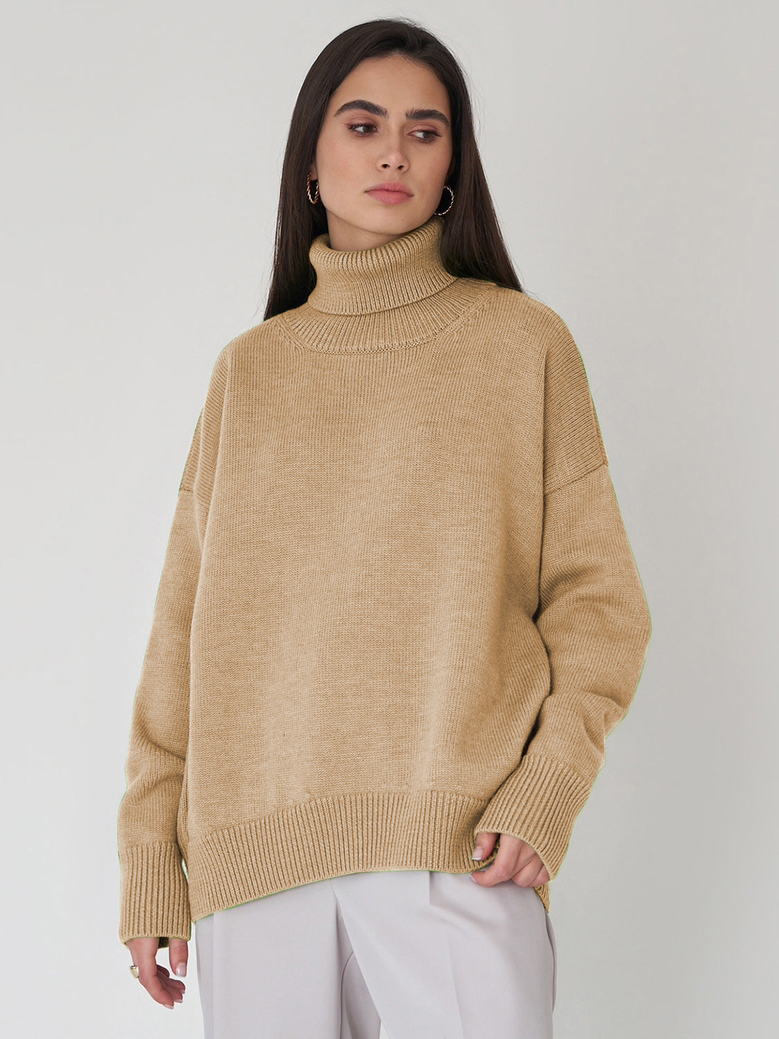 Turtleneck Long Sleeve Sweater-Angel Casuals