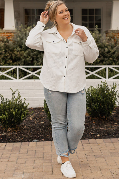 Plus Size Snap Down Dropped Shoulder Jacket-Angel Casuals