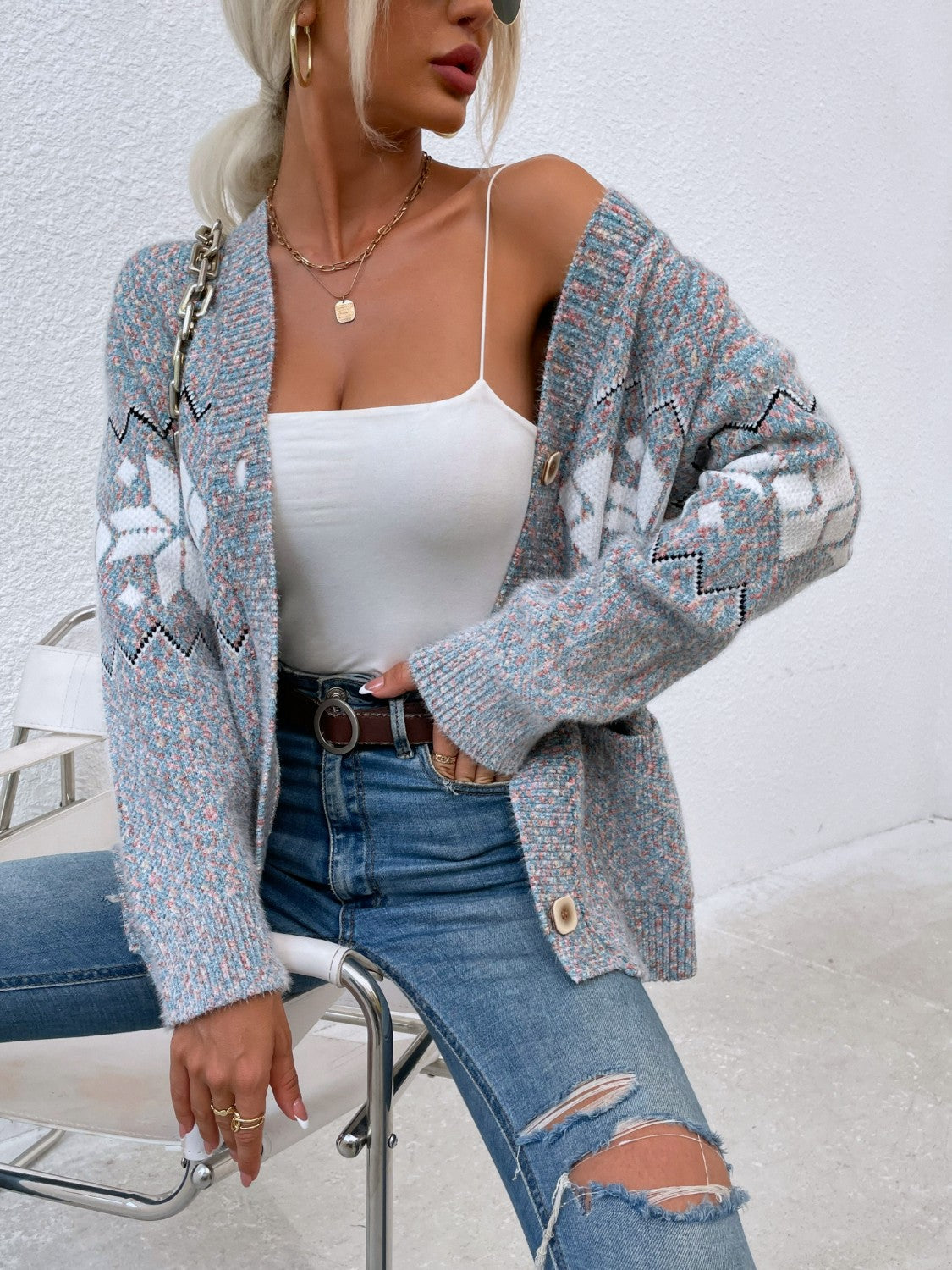 Heathered Pocketed Button Up Cardigan-Angel Casuals