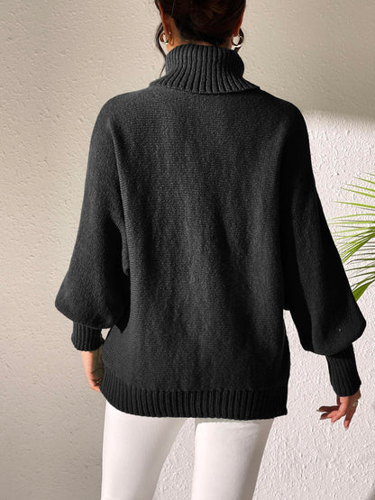 Turtleneck Long Sleeve Sweater-Angel Casuals