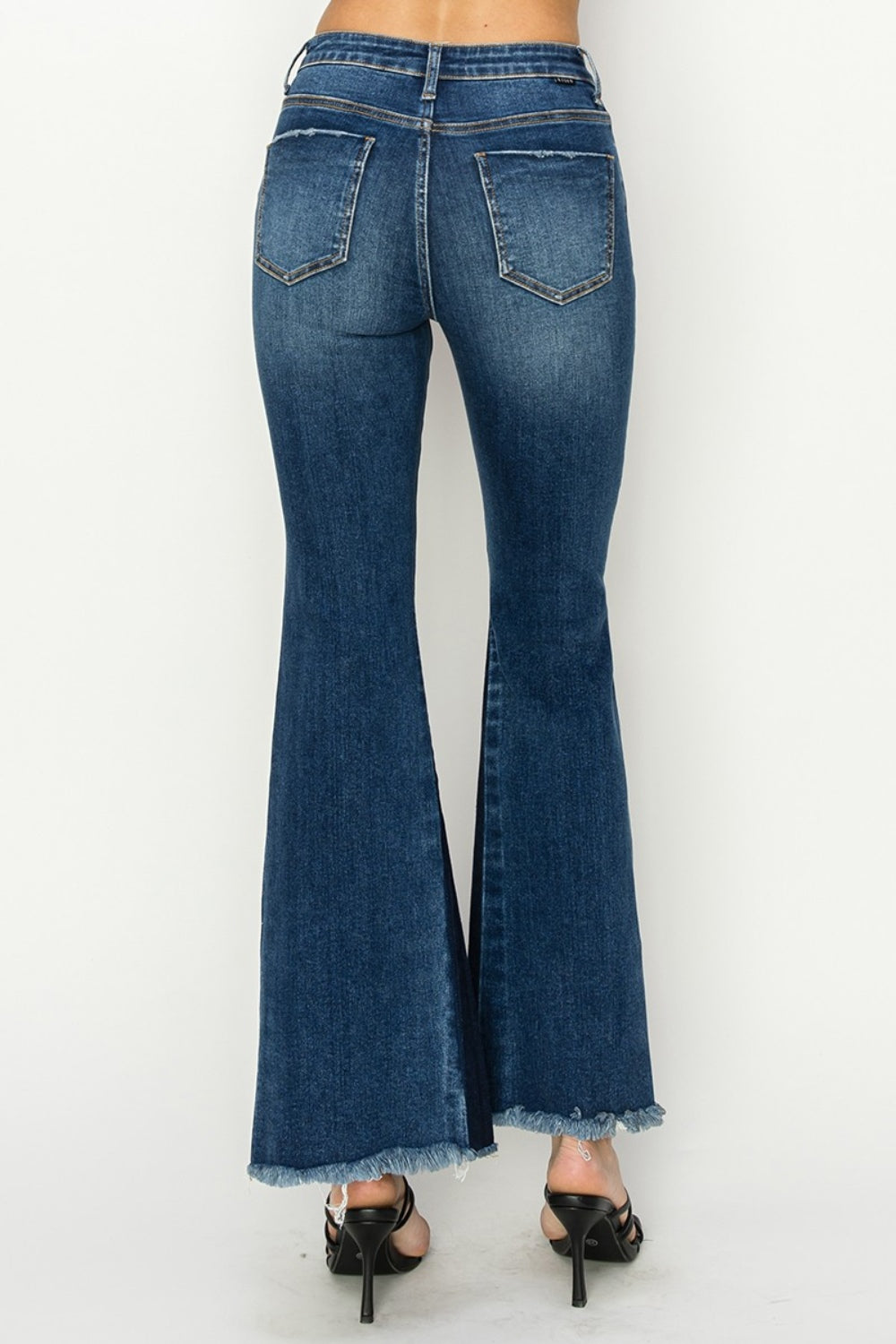 RISEN Full Size High Rise Side Shadow Seam Detail Slit Flare Jeans-Angel Casuals