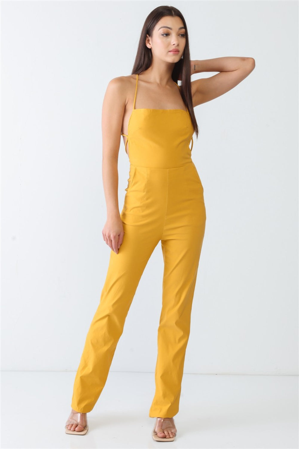 Doreli Group Backless Tied Spaghetti Strap Sleeveless Jumpsuit-Angel Casuals