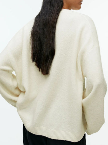 Round Neck Drop Shoulder Sweater-Angel Casuals