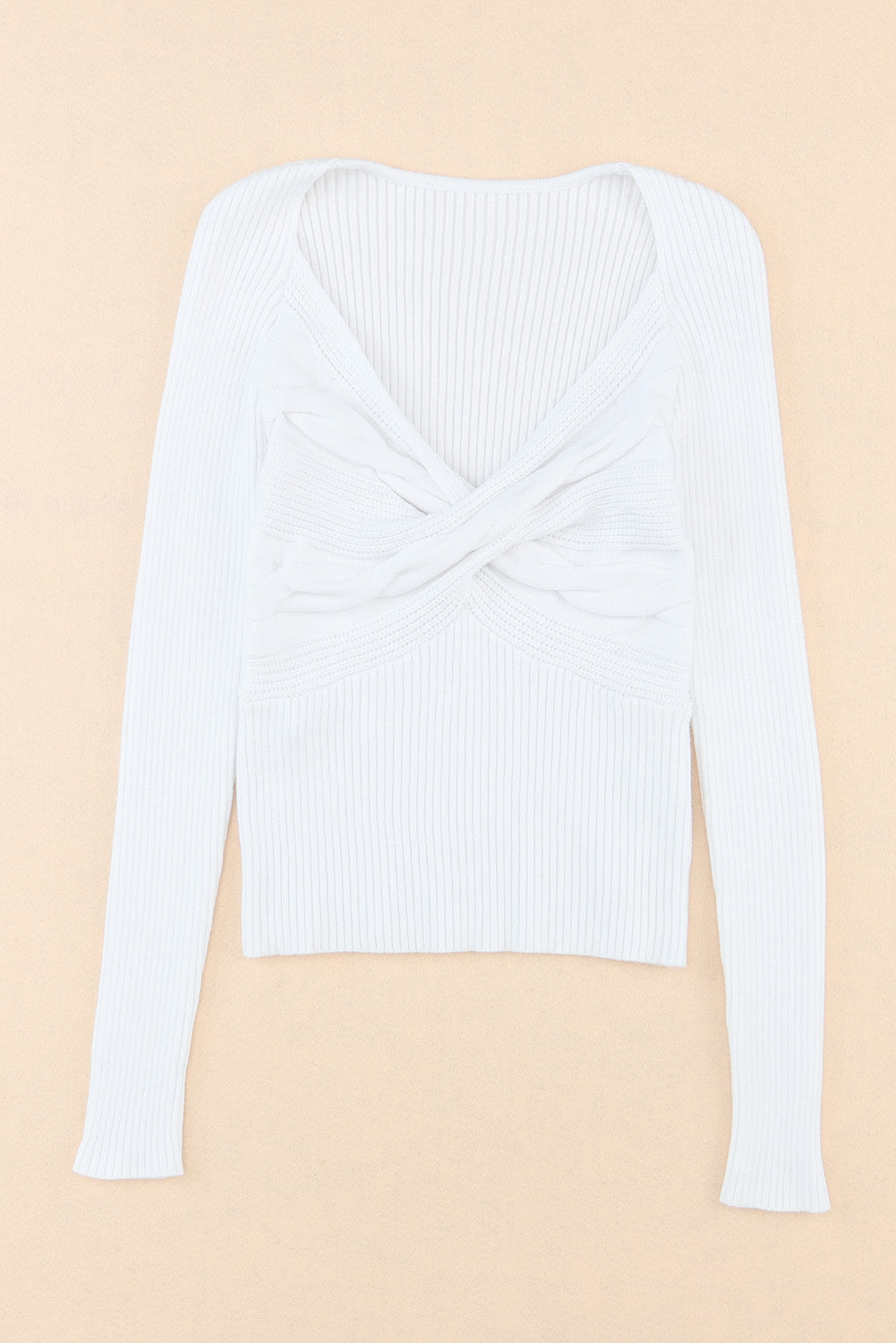 Crisscross V Neck Long Sleeve Knit Top-Angel Casuals