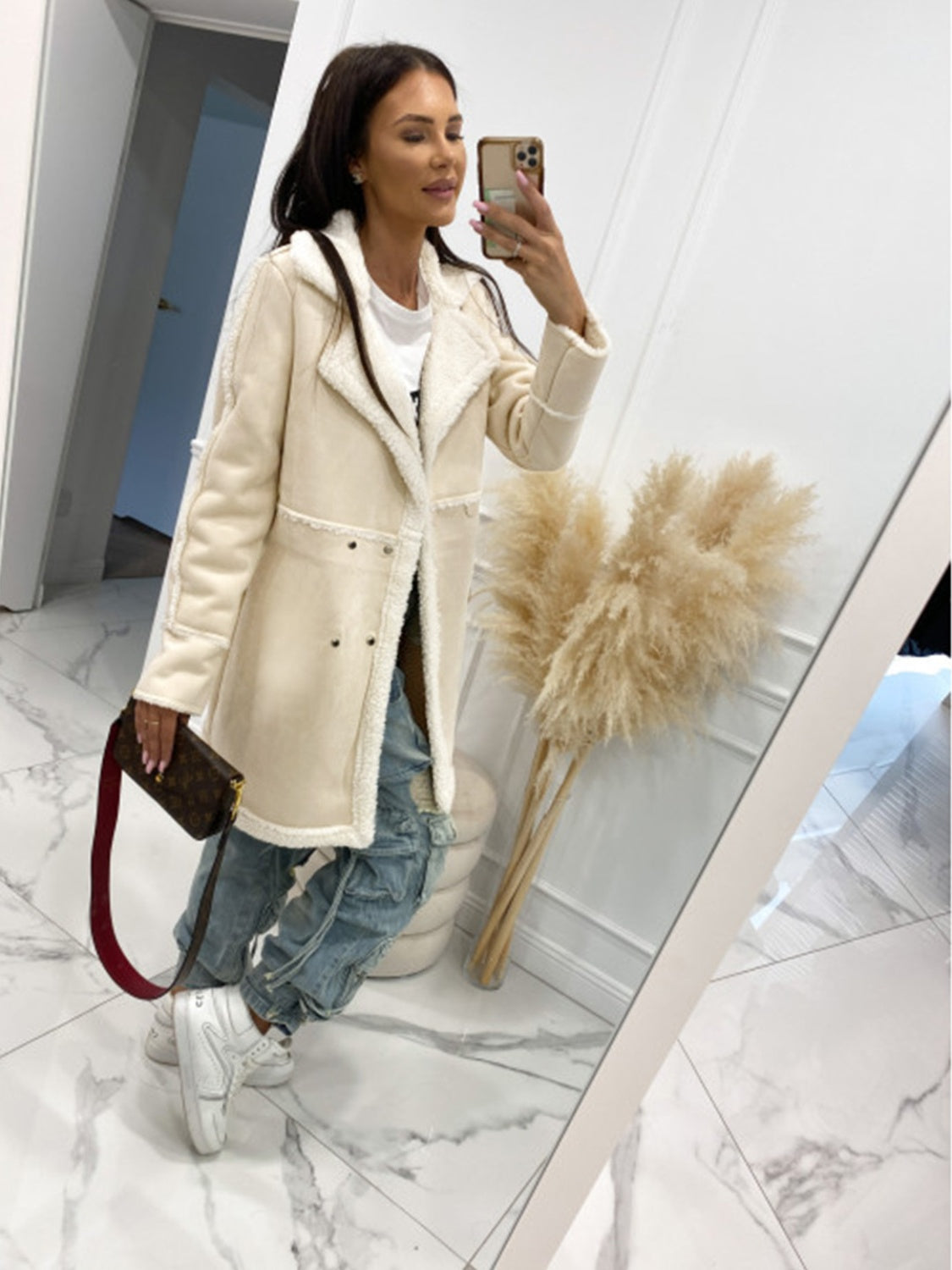 Lapel Collar Exposed Seam Buttoned Coat-Angel Casuals