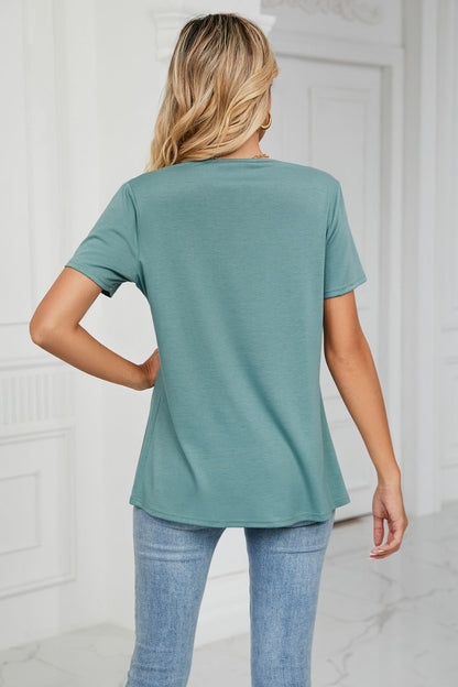 Cowl Neck Tulip Hem T-Shirt-Angel Casuals