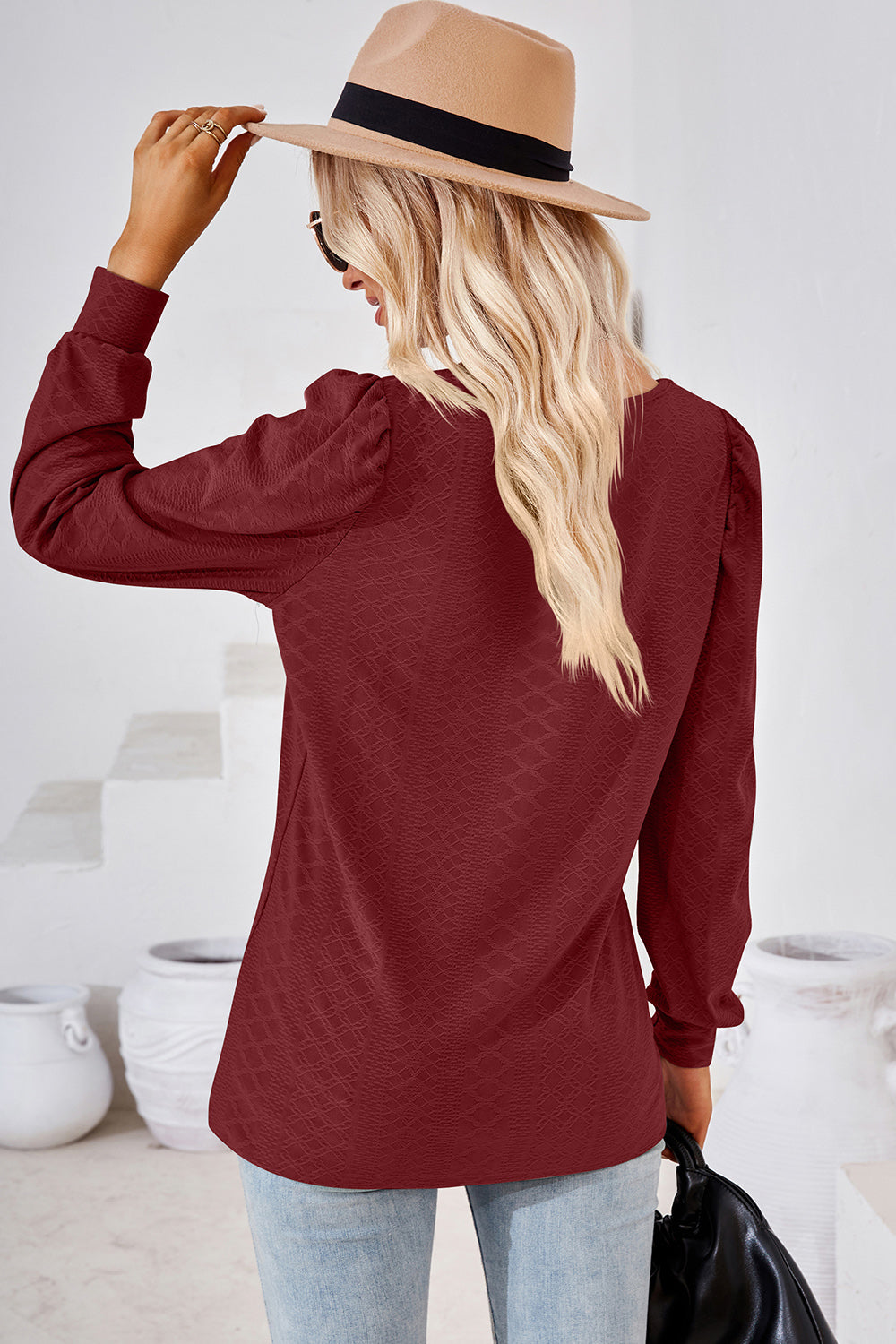 Square Neck Puff Sleeve T-Shirt-Angel Casuals