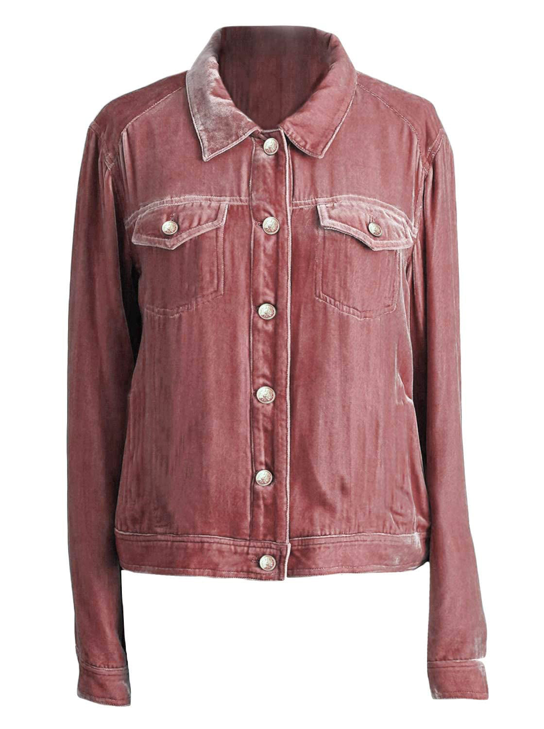 Button Up Long Sleeve Jacket with Chest Pockets-Angel Casuals