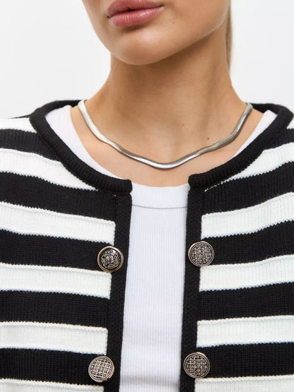 Striped Dropped Shoulder Long Sleeve Cardigan-Angel Casuals