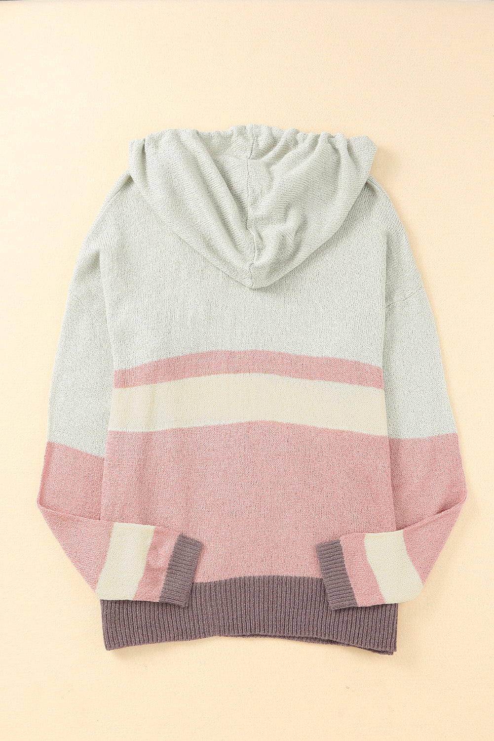 Color Block Long Sleeve Drawstring Hooded Sweater-Angel Casuals