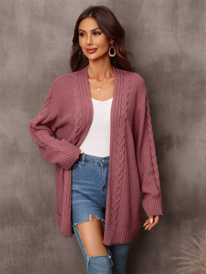 Warm Fall Mixed Knit Open Front Longline Cardigan-Angel Casuals