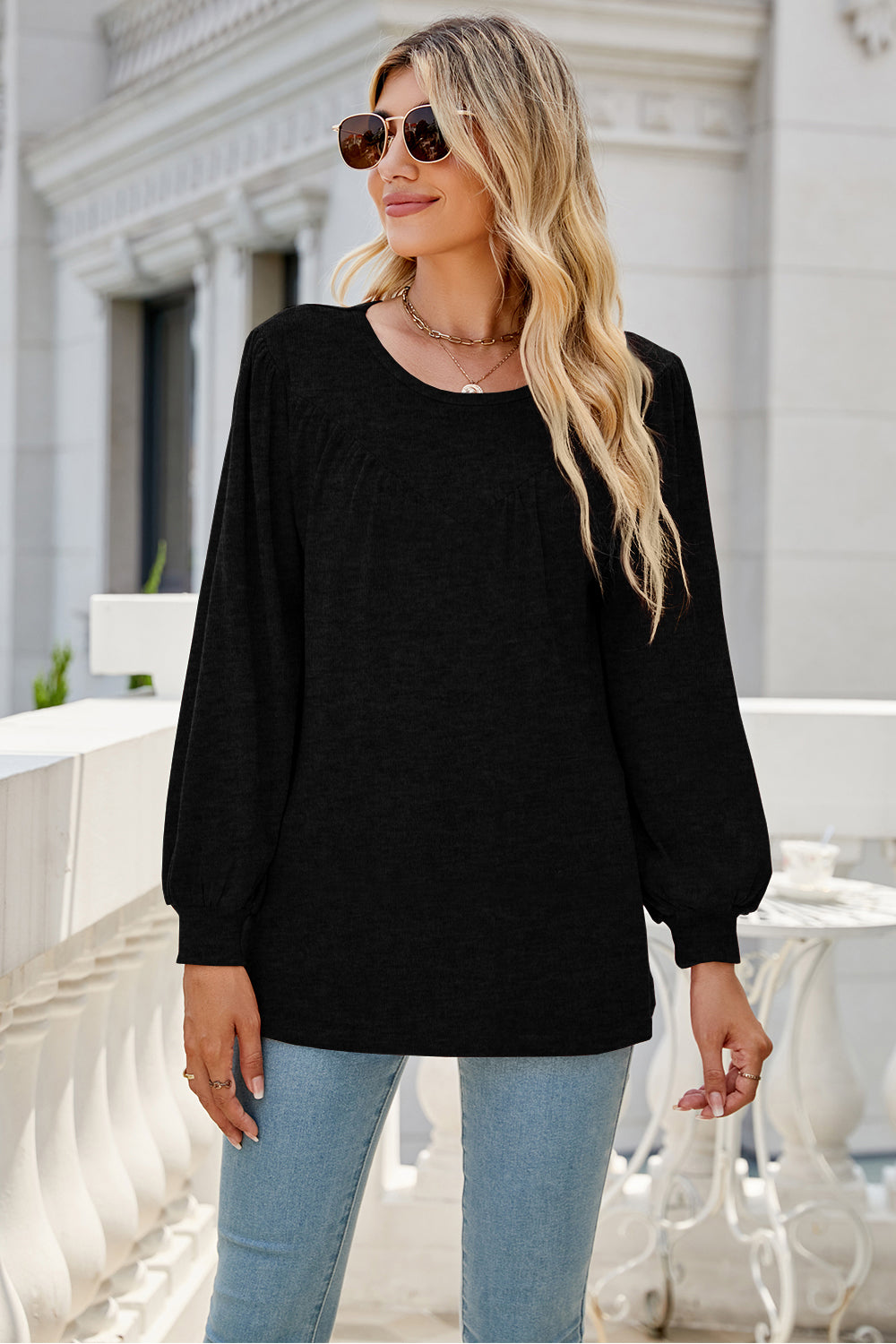 Round Neck Long Sleeve Top-Angel Casuals