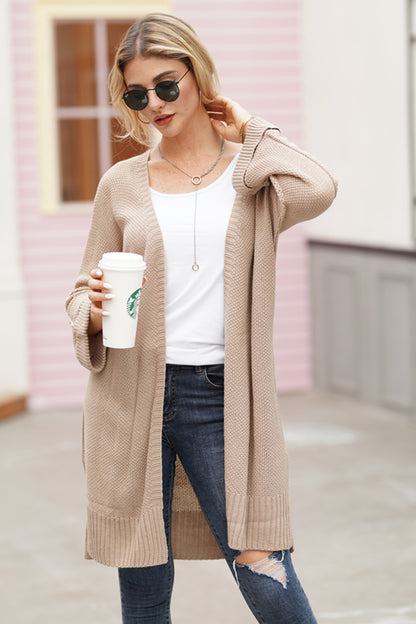 Open Front Long Sleeve Cardigan-Angel Casuals