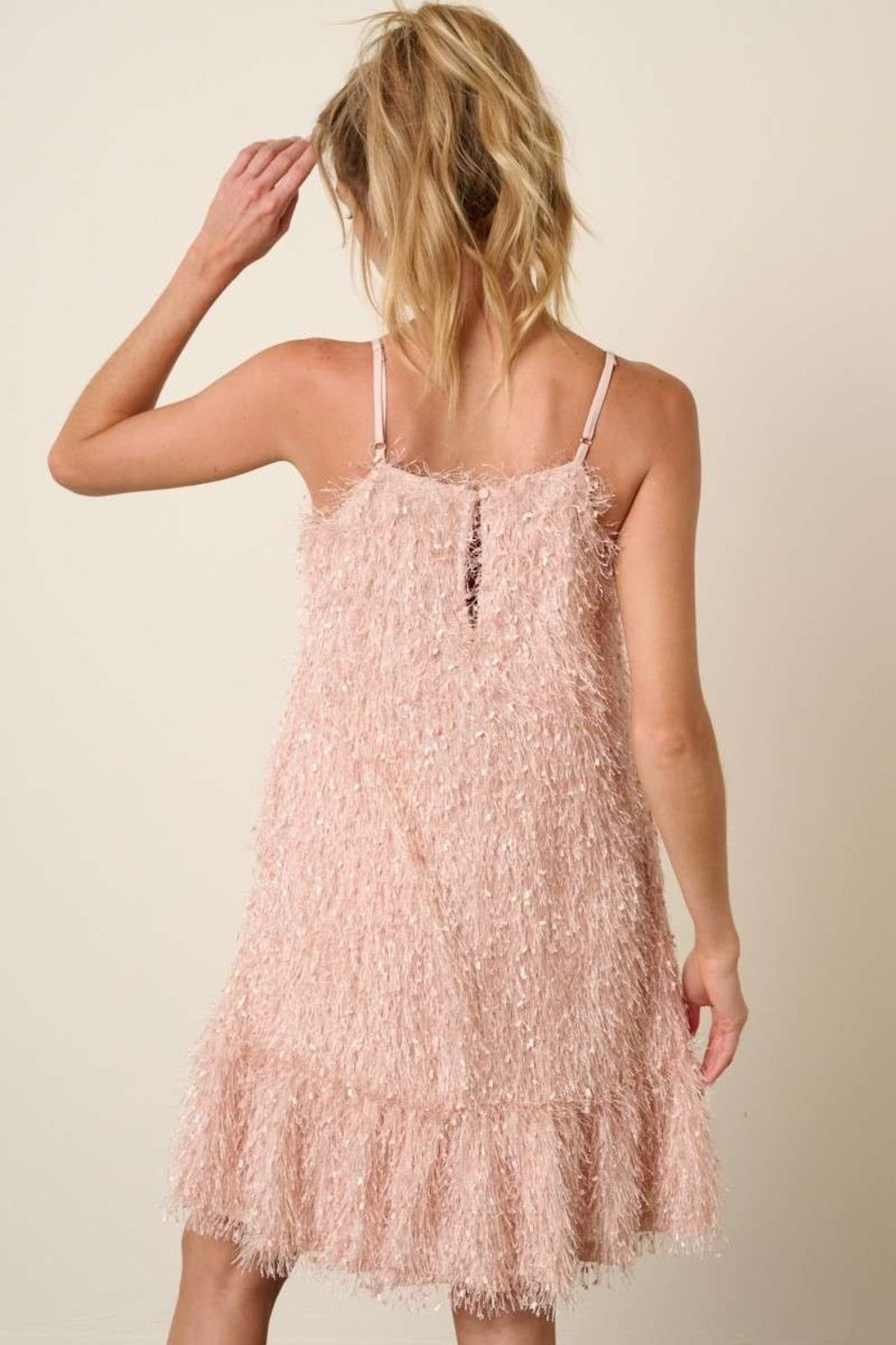 Mittoshop Feather Ruffle Hem Mini Cami Dress-Angel Casuals