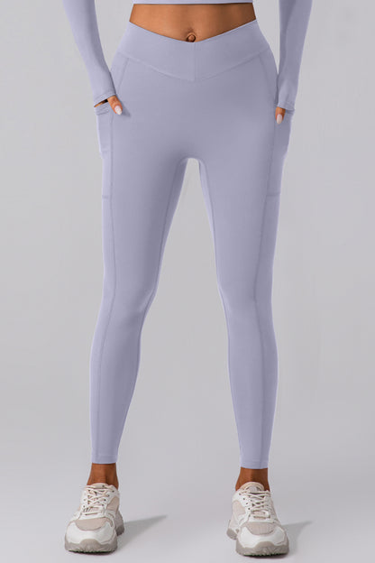 High Waist Active Leggings with Pockets-Angel Casuals