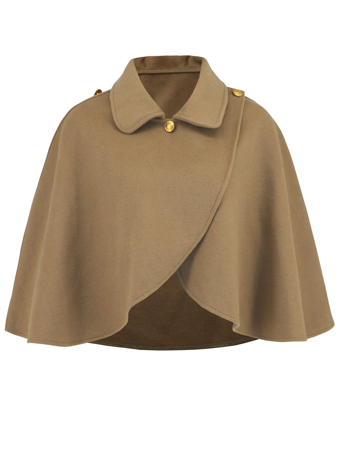 Collared Neck Cropped Cape-Angel Casuals