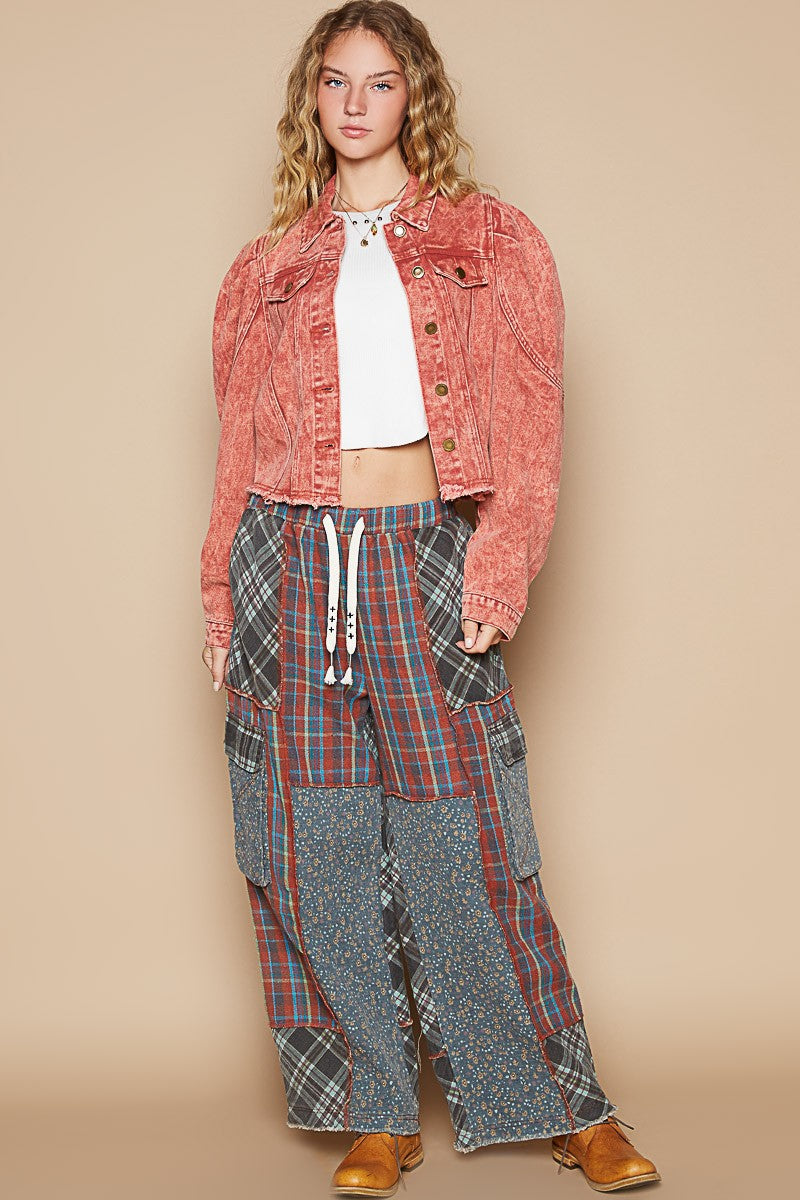 POL Raw Hem Button Up Cropped Denim Jacket-Angel Casuals