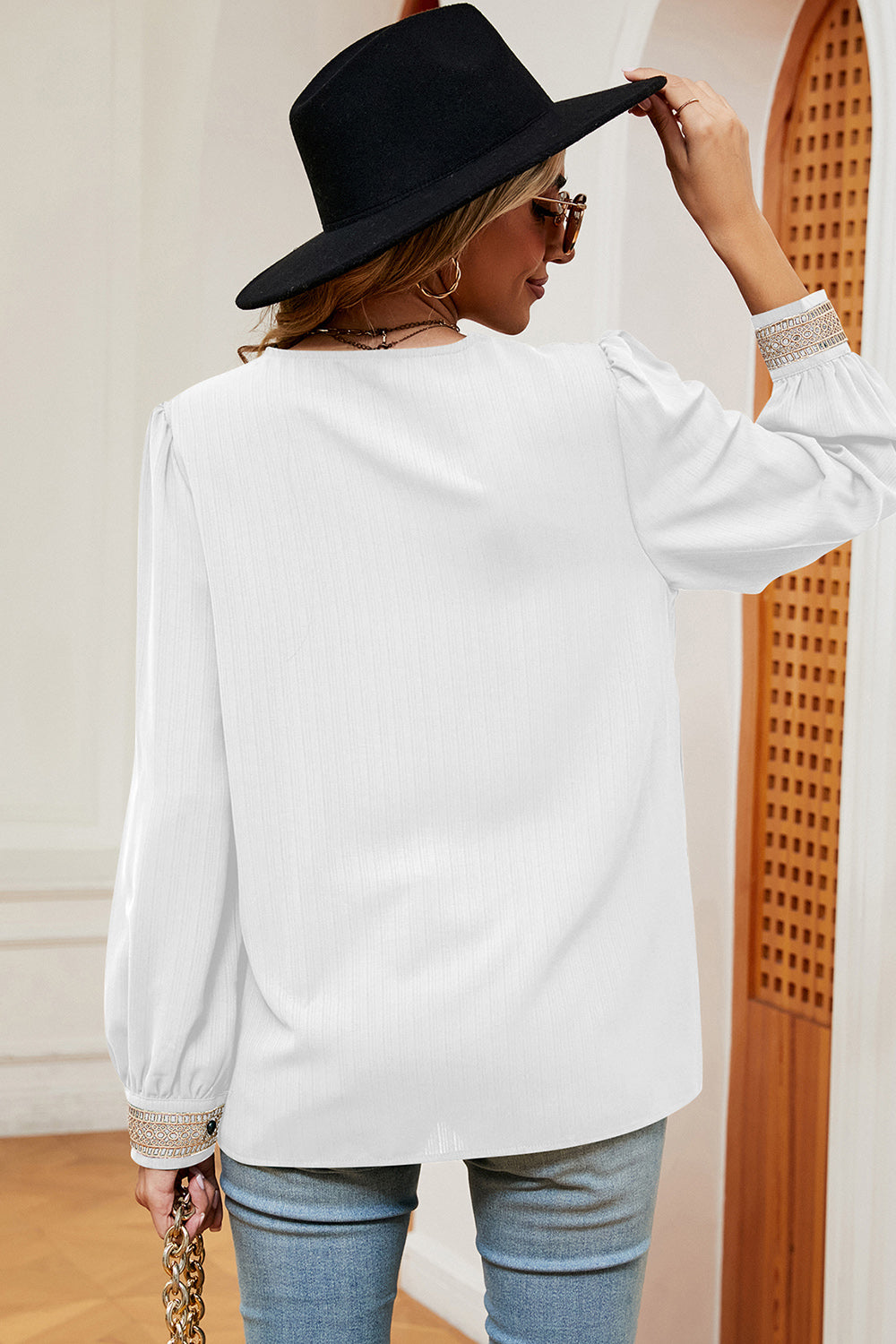 V-Neck Long Sleeve T-Shirt-Angel Casuals