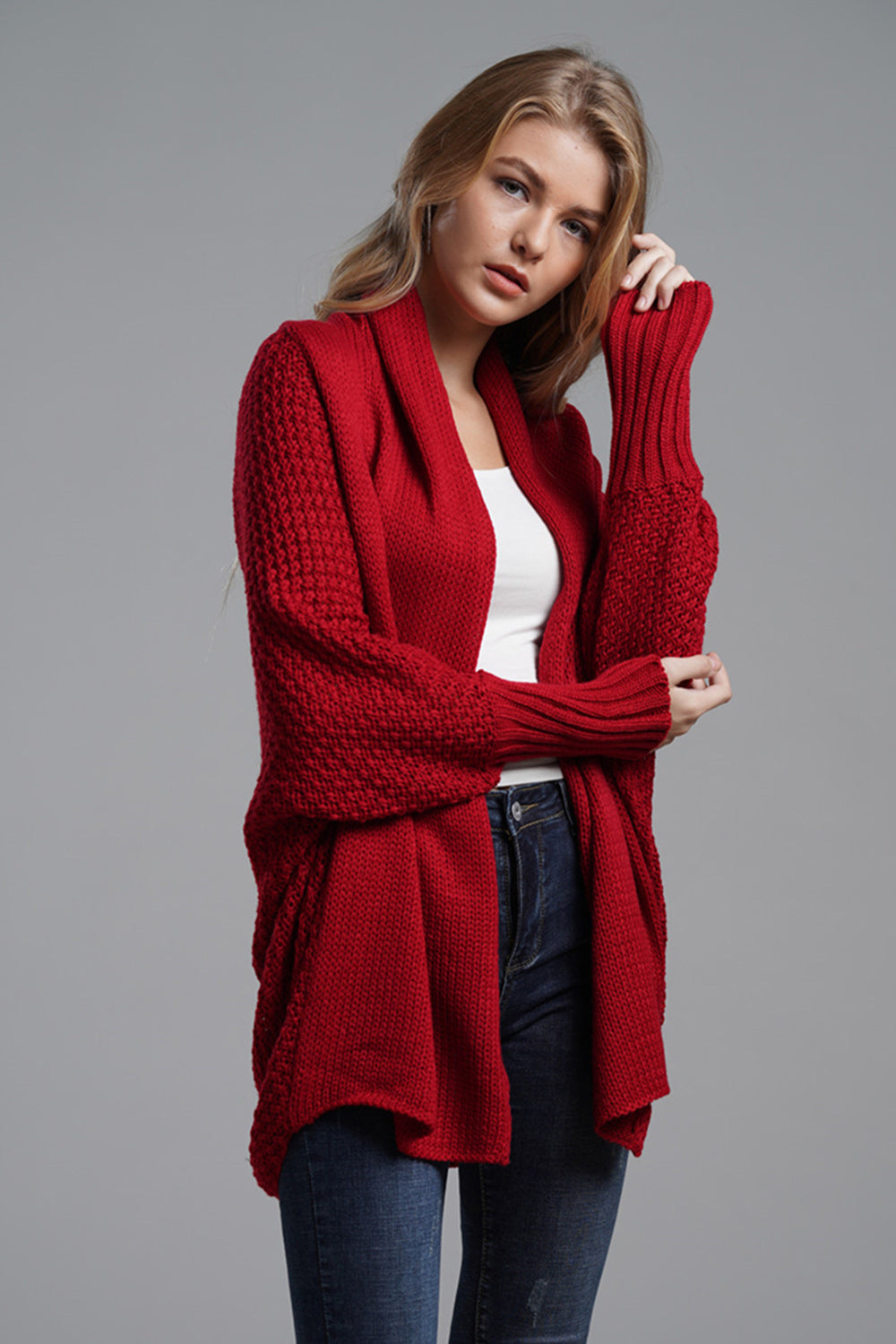 Open Front Batwing Sleeve Cardigan-Angel Casuals