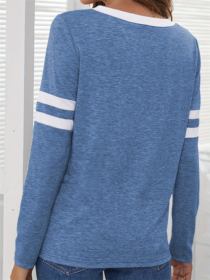 Heathered V-Neck Long Sleeve T-Shirt-Angel Casuals