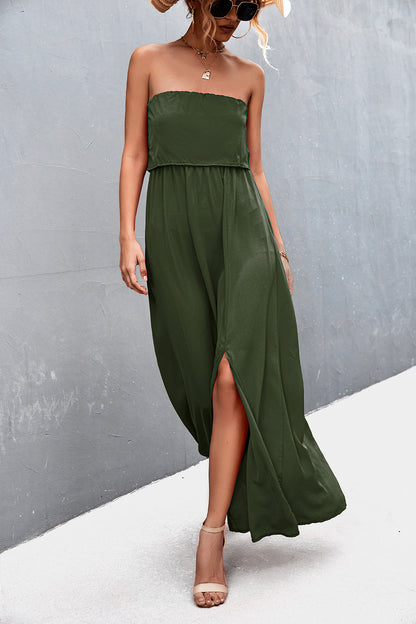 Strapless Split Maxi Dress-Angel Casuals