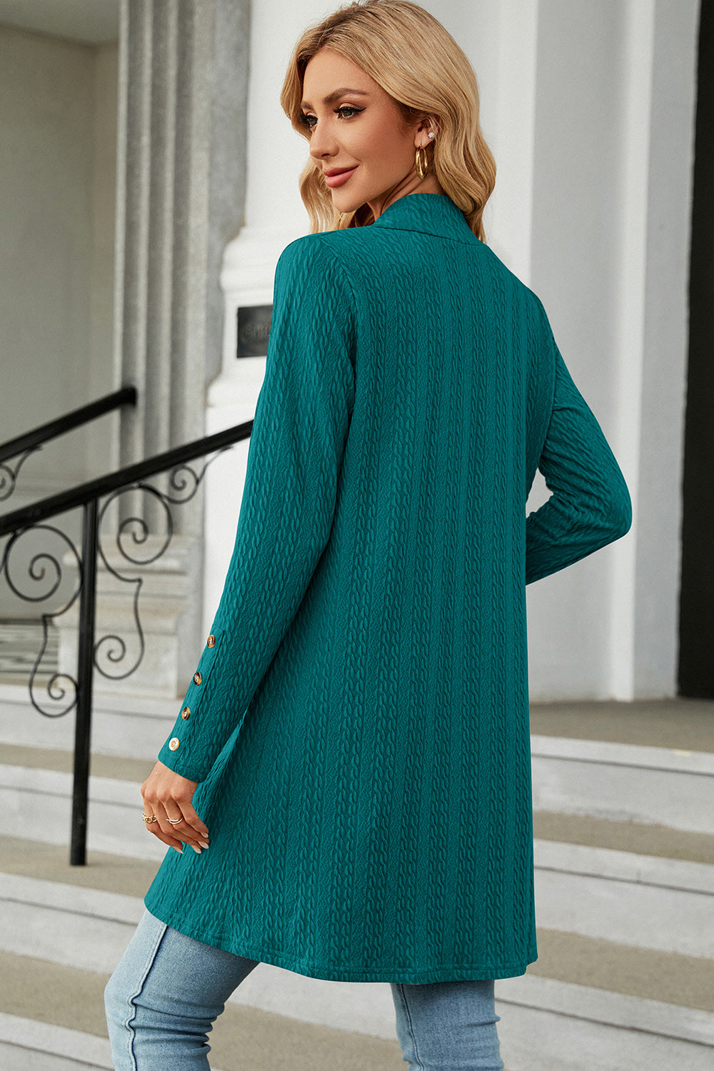 Open Front Long Sleeve Cardigan-Angel Casuals