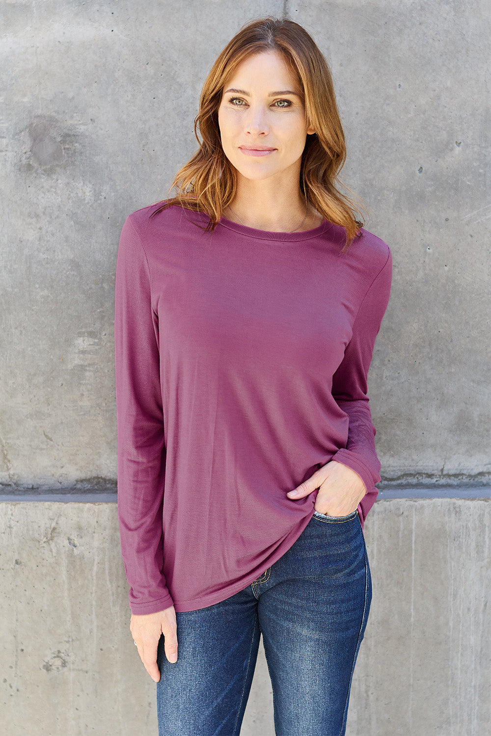 Basic Bae Full Size Round Neck Long Sleeve Top-Angel Casuals