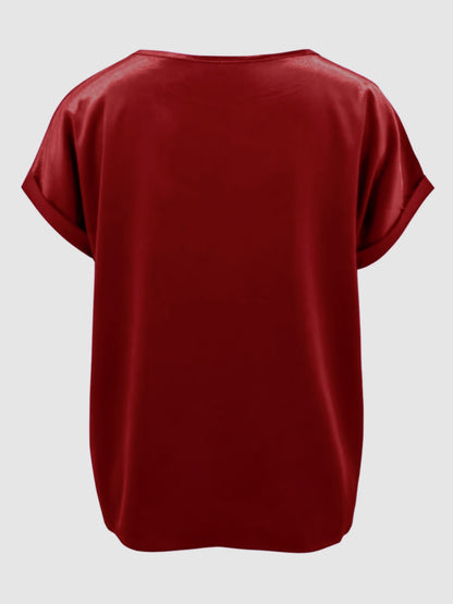 Round Neck Short Sleeve T-Shirt-Angel Casuals
