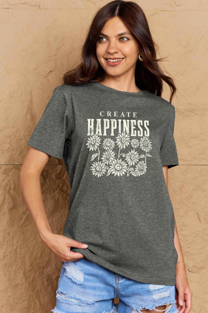 Simply Love Full Size CREATE HAPPINESS Graphic Cotton T-Shirt-Angel Casuals