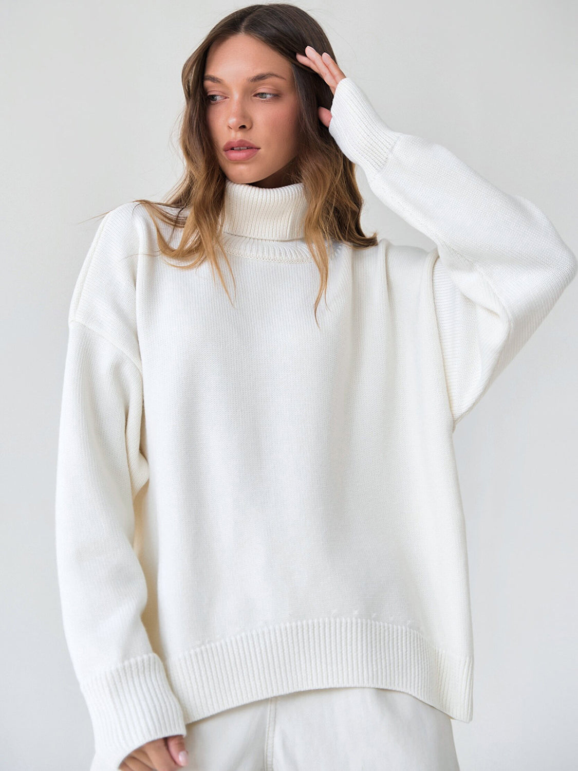 Turtleneck Long Sleeve Sweater-Angel Casuals