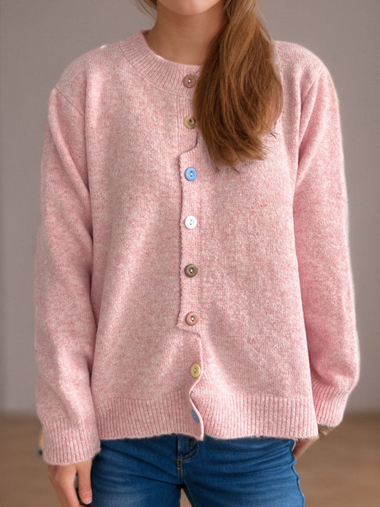 Button Down Long Sleeve Cardigan-Angel Casuals
