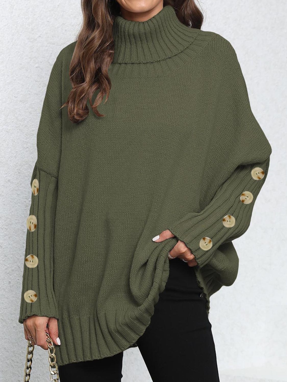 Turtleneck Long Sleeve Sweater-Angel Casuals