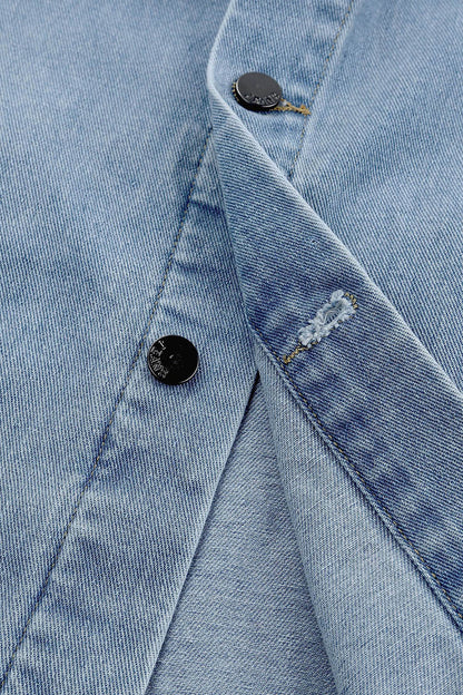 Button Down Collared Denim Jacket-Angel Casuals