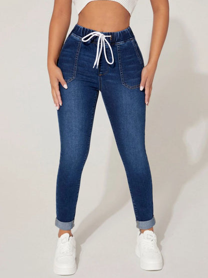 Drawstring Cropped Jeans-Angel Casuals